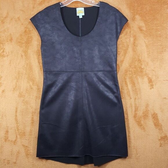 C&C Dress Womens Small Black Pullover Shift Faux Suede Shearling Inspired Lined - Picture 1 of 9